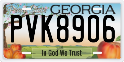 GA license plate PVK8906