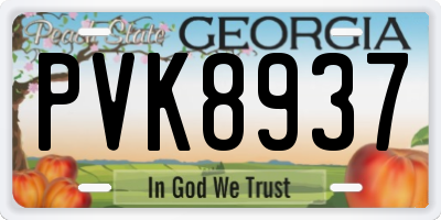 GA license plate PVK8937