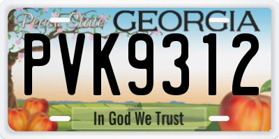 GA license plate PVK9312