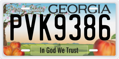 GA license plate PVK9386