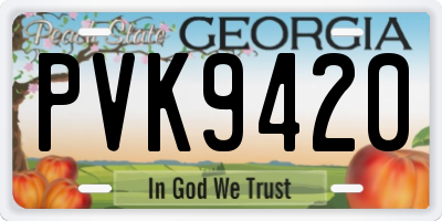 GA license plate PVK9420