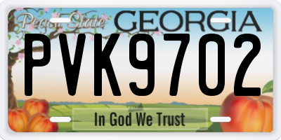 GA license plate PVK9702