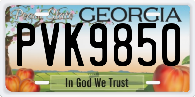 GA license plate PVK9850