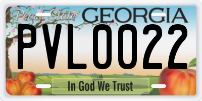 GA license plate PVL0022