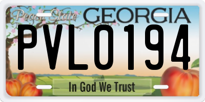 GA license plate PVL0194