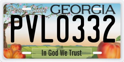 GA license plate PVL0332