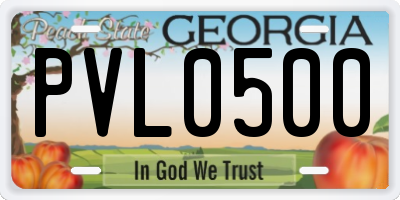 GA license plate PVL0500