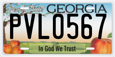 GA license plate PVL0567