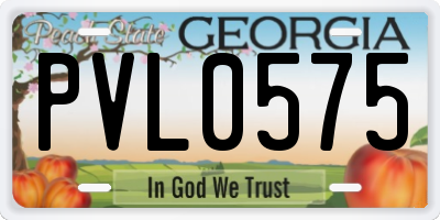 GA license plate PVL0575