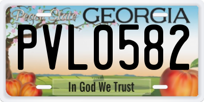 GA license plate PVL0582