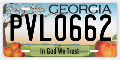 GA license plate PVL0662
