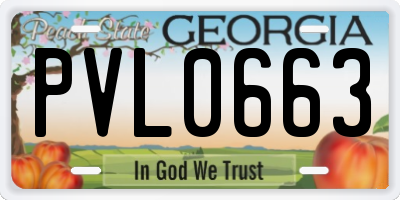 GA license plate PVL0663