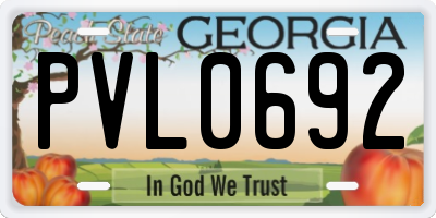 GA license plate PVL0692