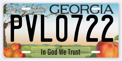 GA license plate PVL0722