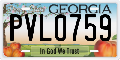 GA license plate PVL0759