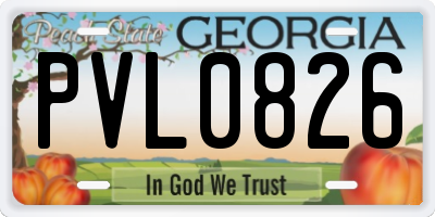 GA license plate PVL0826