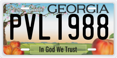 GA license plate PVL1988