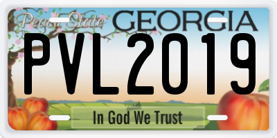 GA license plate PVL2019