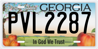 GA license plate PVL2287