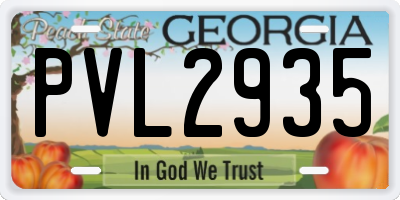 GA license plate PVL2935