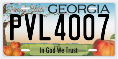 GA license plate PVL4007