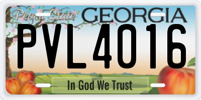 GA license plate PVL4016