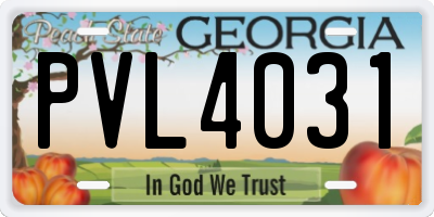 GA license plate PVL4031