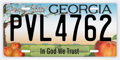 GA license plate PVL4762