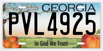GA license plate PVL4925