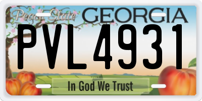GA license plate PVL4931