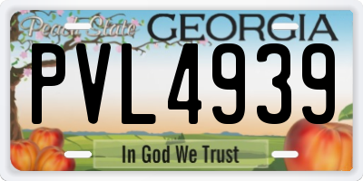 GA license plate PVL4939