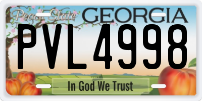 GA license plate PVL4998