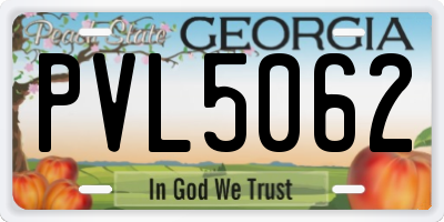 GA license plate PVL5062