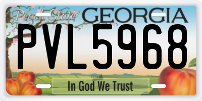 GA license plate PVL5968
