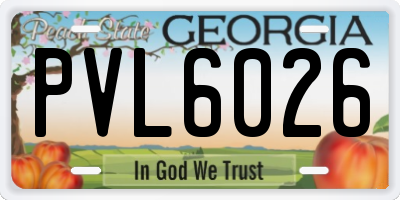 GA license plate PVL6026