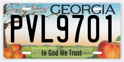 GA license plate PVL9701