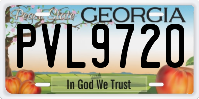 GA license plate PVL9720