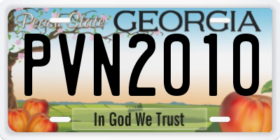 GA license plate PVN2010