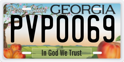 GA license plate PVP0069