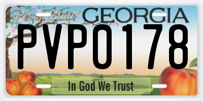 GA license plate PVP0178