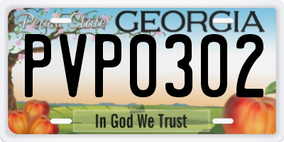 GA license plate PVP0302