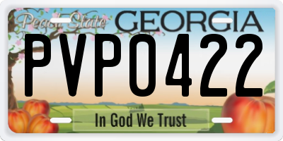 GA license plate PVP0422
