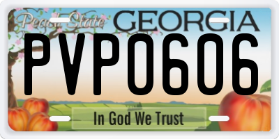 GA license plate PVP0606