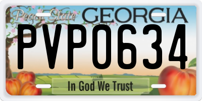 GA license plate PVP0634