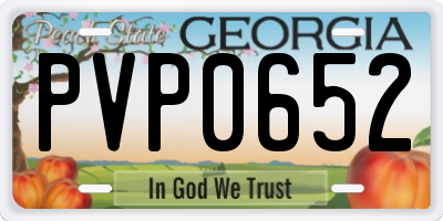 GA license plate PVP0652