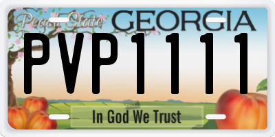 GA license plate PVP1111