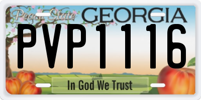 GA license plate PVP1116