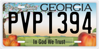 GA license plate PVP1394