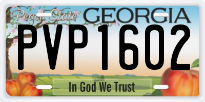 GA license plate PVP1602
