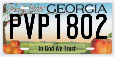 GA license plate PVP1802